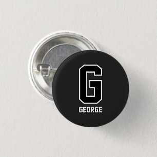 Custom Black and White Personalised Monogram 3 Cm Round Badge