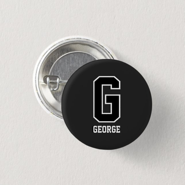 Custom Black and White Personalised Monogram 3 Cm Round Badge (Front & Back)