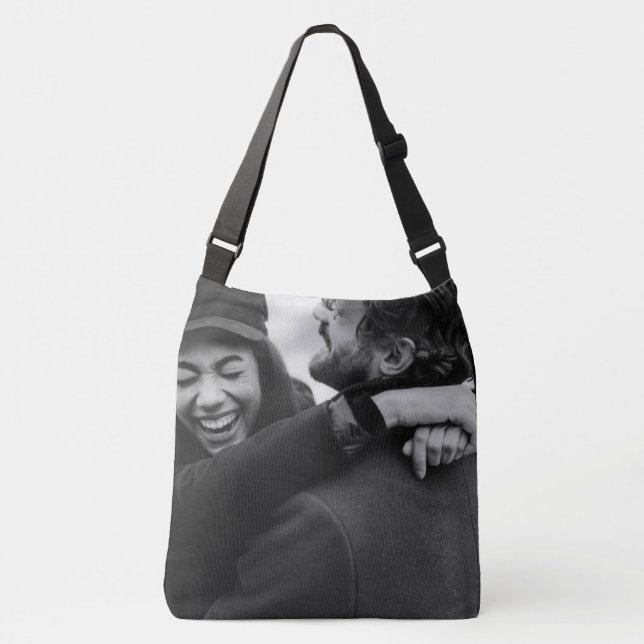 Custom black and white photo crossbody bag (Front)