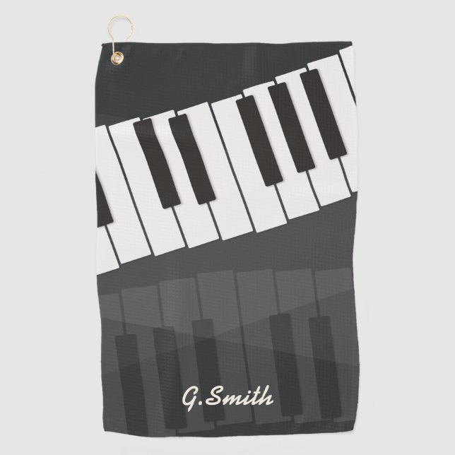 Custom Black and White Piano Keyboard. Add Name. Golf Towel (Front)
