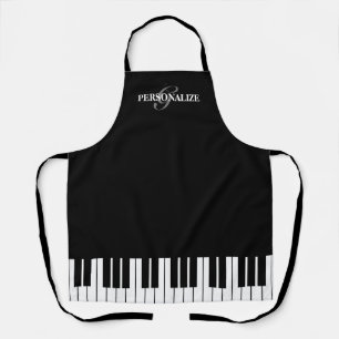 Custom black and white piano keys cooking kitchen apron