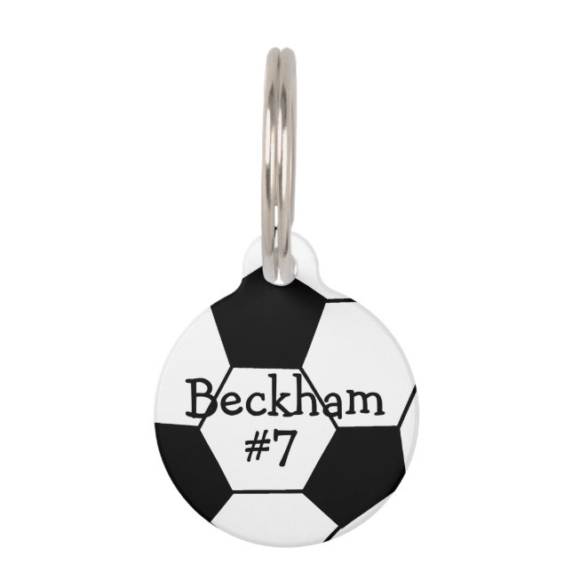 Custom Black and White Soccerball Pet Tag (Front)