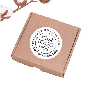 Custom Black and White Thank You Sticker with Logo