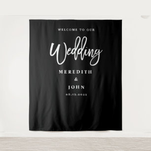 Custom Black And White Wedding Backdrop Tapestry