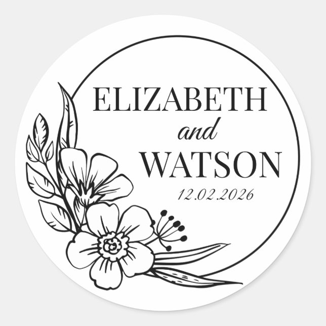 Custom Black and White Wedding Create Your Own DIY Classic Round Sticker (Front)