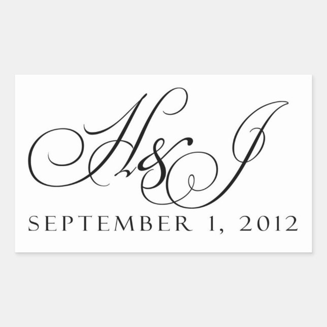 Custom black and white wedding stickers (Front)