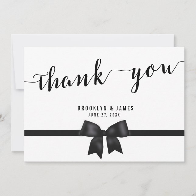 Custom Black And White Wedding Thank You Card (Front)