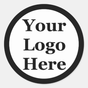 Custom Black and White Your Logo Here Classic Round Sticker