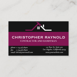 Custom Black and Wine Home Building Construction Business Card