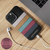 Custom Black Aqua Dark Blue Pink Yellow Stripes