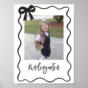Custom Black Bow Graduation Photo Milestone Gift  Poster