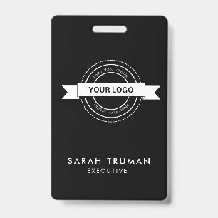 Custom Black Business Employee Card Modern  ID Badge