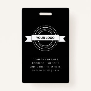 Custom Black Business Employee Card Modern  ID Badge