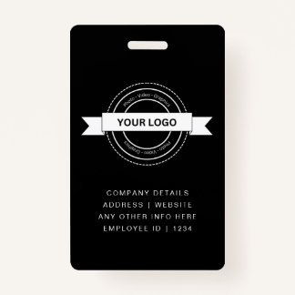 Custom Black Business Employee Card Modern  ID Badge