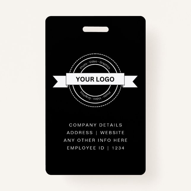 Custom Black Business Employee Card Modern  ID Badge (Back)