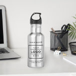 Custom Black Business Logo Branded 532 Ml Water Bottle<br><div class="desc">Custom stainless steel branded water bottle features your professional business logo design,  along with wording for your business name,  slogan,  website,  location,  or other information that can be personalised. Simply add your company logo to the black placeholder image space,  and fill in with your preferred wording.</div>