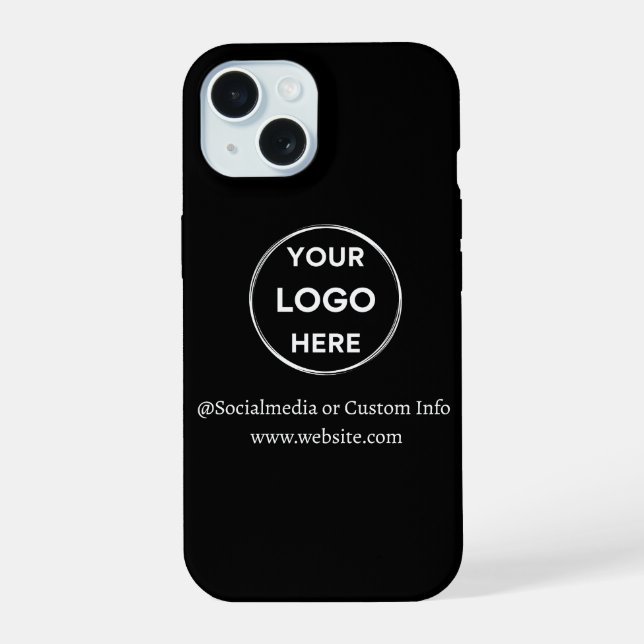 Custom Black Business Logo Branded iPhone 15 Case (Back)
