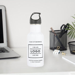 Custom Black Business Logo Branded White 532 Ml Water Bottle
