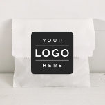 Custom Black Business Logo Promo Square Sticker<br><div class="desc">Put your brand on every package with this custom black square business sticker featuring a clean logo placeholder. Upload your company logo in any colour or shape and customise to match your brand. A sleek branded promotional piece for product packaging,  envelopes,  window displays,  corporate gifts,  and small business branding.</div>