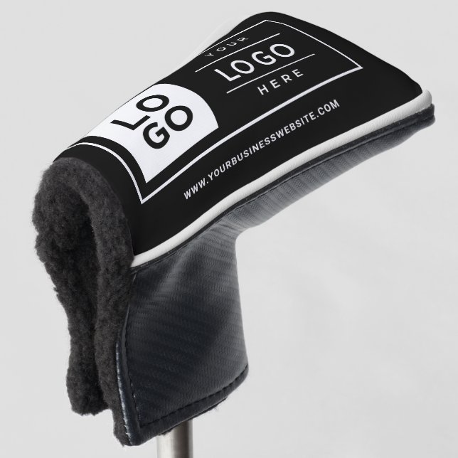 Custom Black Business Logo Putter Golf Head Cover (3/4 Front)