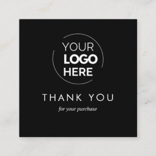 Custom Black Business Logo QR Code Thank You Discount Card