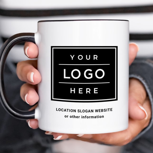 Custom Black Business Name and Logo Branded Mug (Creator Uploaded)