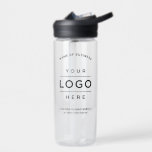 Custom Black Business Name and Logo Branded Water Bottle<br><div class="desc">Custom clear branded water bottle features your professional business logo design, along with curved wording for your business name, and additional wording for your slogan, website, location, or other information that can be personalised. Simply add your company logo to the black placeholder image space, and fill in with your preferred...</div>