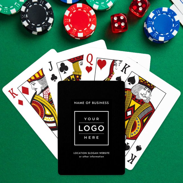 Custom Black Business Name and Logo Playing Cards (Creator Uploaded)