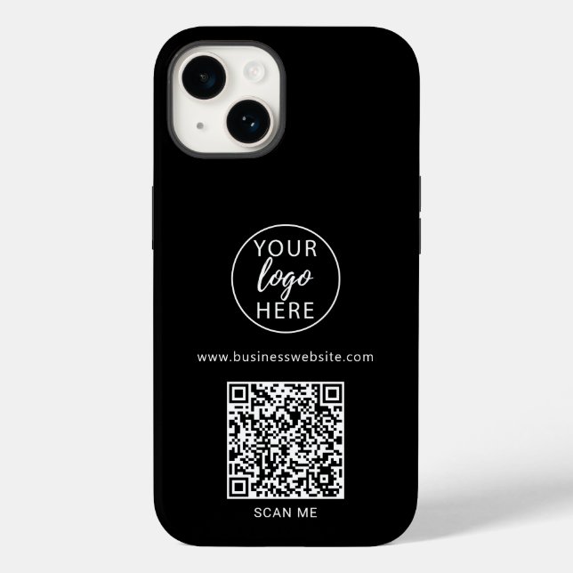 Custom Black Business QR Code Case-Mate iPhone Case (Back)