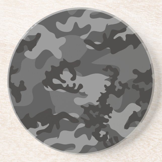 Custom Black Camo Sandstone Coaster (Front)