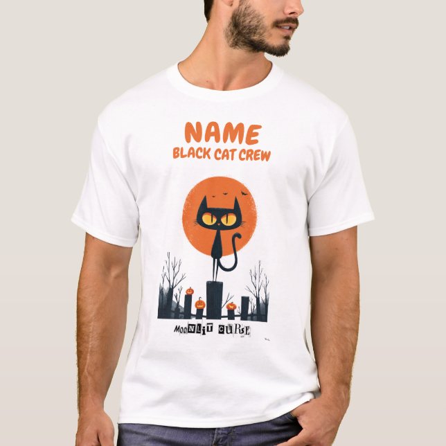 Custom Black Cat Crew Halloween Shirt (Front)