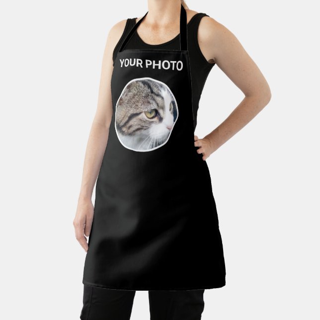 Custom black cat photo image kitchen cooking BBQ Apron (Insitu)