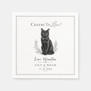 Custom Black Cat Wedding Printable Keepsake Sketch Napkin