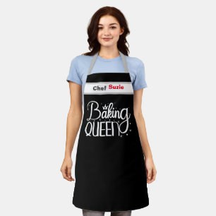 Custom Black Chef Apron Personalised Name Womens