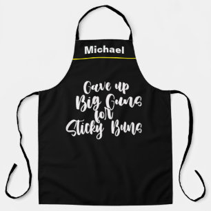Custom Black Chef Name Personalised Big Guns Apron