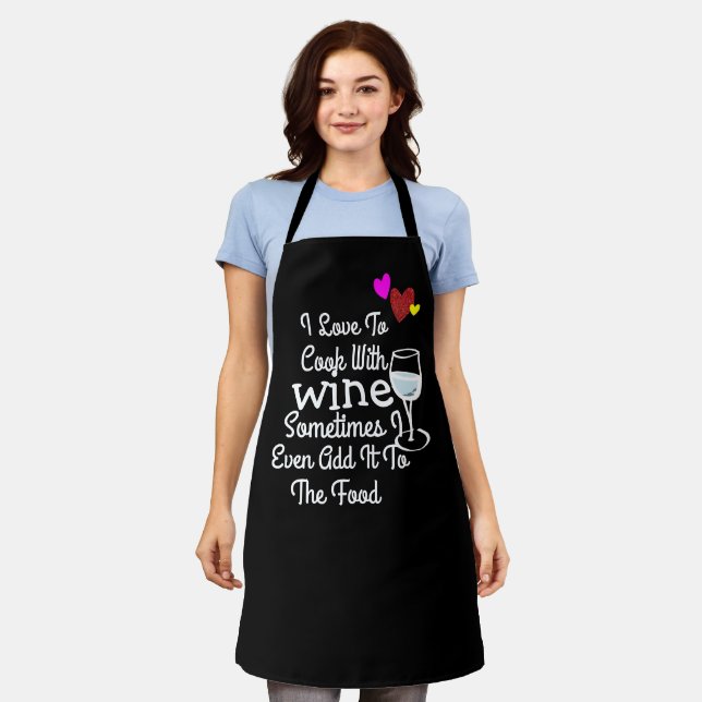 Custom Black Chef Sassy Cook Wine Personalised Apron (Worn)