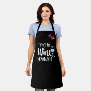 Custom Black Chef Wine Wind Down Personalised Apron