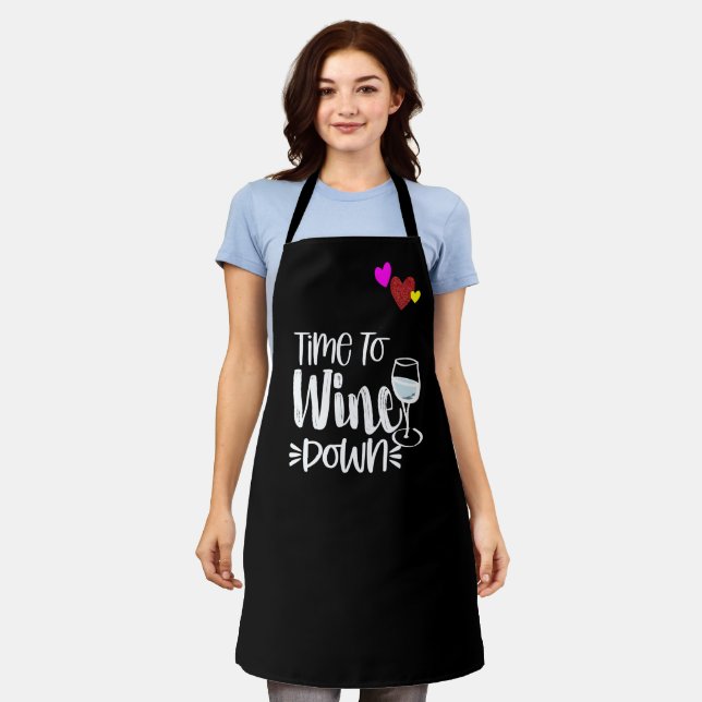 Custom Black Chef Wine Wind Down Personalised Apron (Worn)