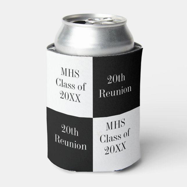 Custom Black Chequered Class Reunion Can Cooler (Can Front)
