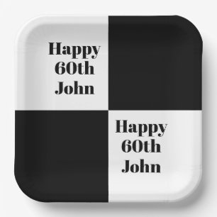 Custom Black Chequered Paper Plate
