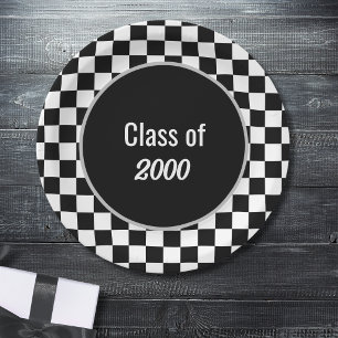 Custom Black Chequered Reunion Paper Plate