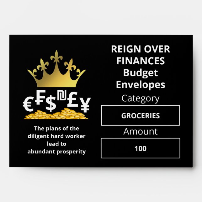 Custom BLACK Christian Budget Money Wallet Envelope (Front)