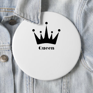 Custom Black Colour Crown Image Queen Text Patches 6 Cm Round Badge