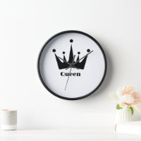 Custom Black Colour Crown image Queen Text Wall 