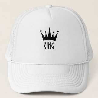 Custom Black Colour Crown King Text  Trucker Hat