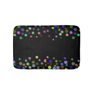 Custom Black Colourful Polkadots Personalised Bath Mat