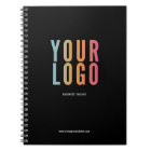 Custom Black Company Logo Promotional Notebook