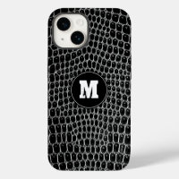 Custom Black Croc Monogram Faux Crocodile Skin