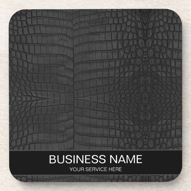 Custom  Black Crocodile Leather Print Coaster (Front)