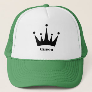 Custom Black Crown Image Queen Text Green Colour Trucker Hat